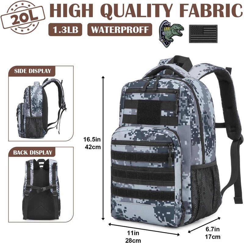 SunForMorning Kids Tactical Backpack Army Molle Bookbag Military Boys Backpack for School, Outdoor, Camping, Black Digital CM - Image 2